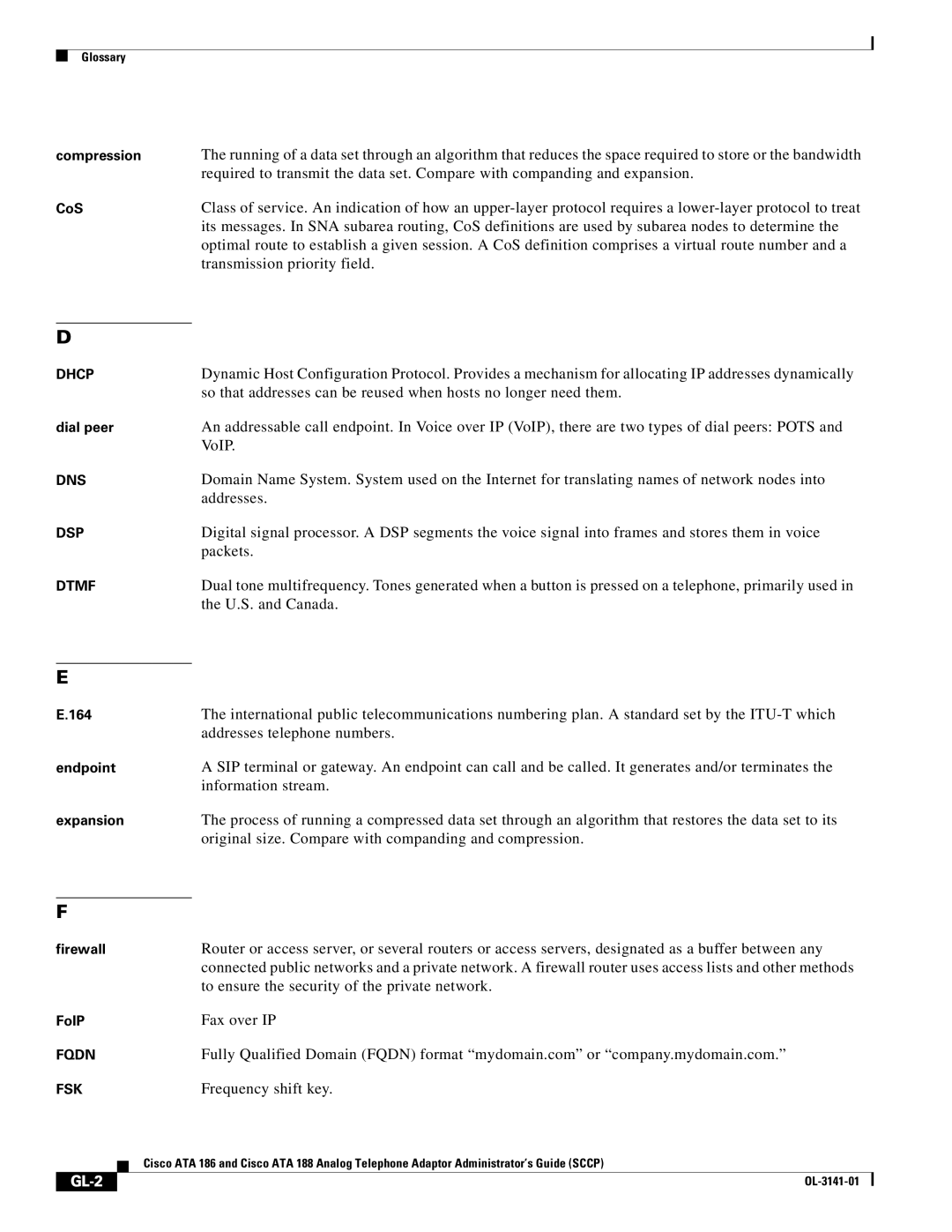 Cisco Systems ATA 186, ATA 188 manual GL-2 