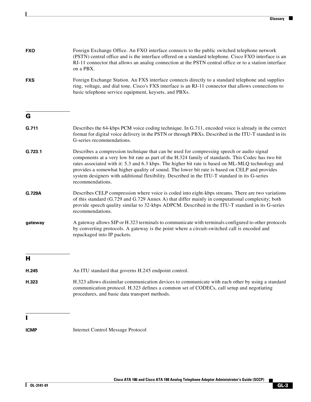 Cisco Systems ATA 188, ATA 186 manual GL-3 