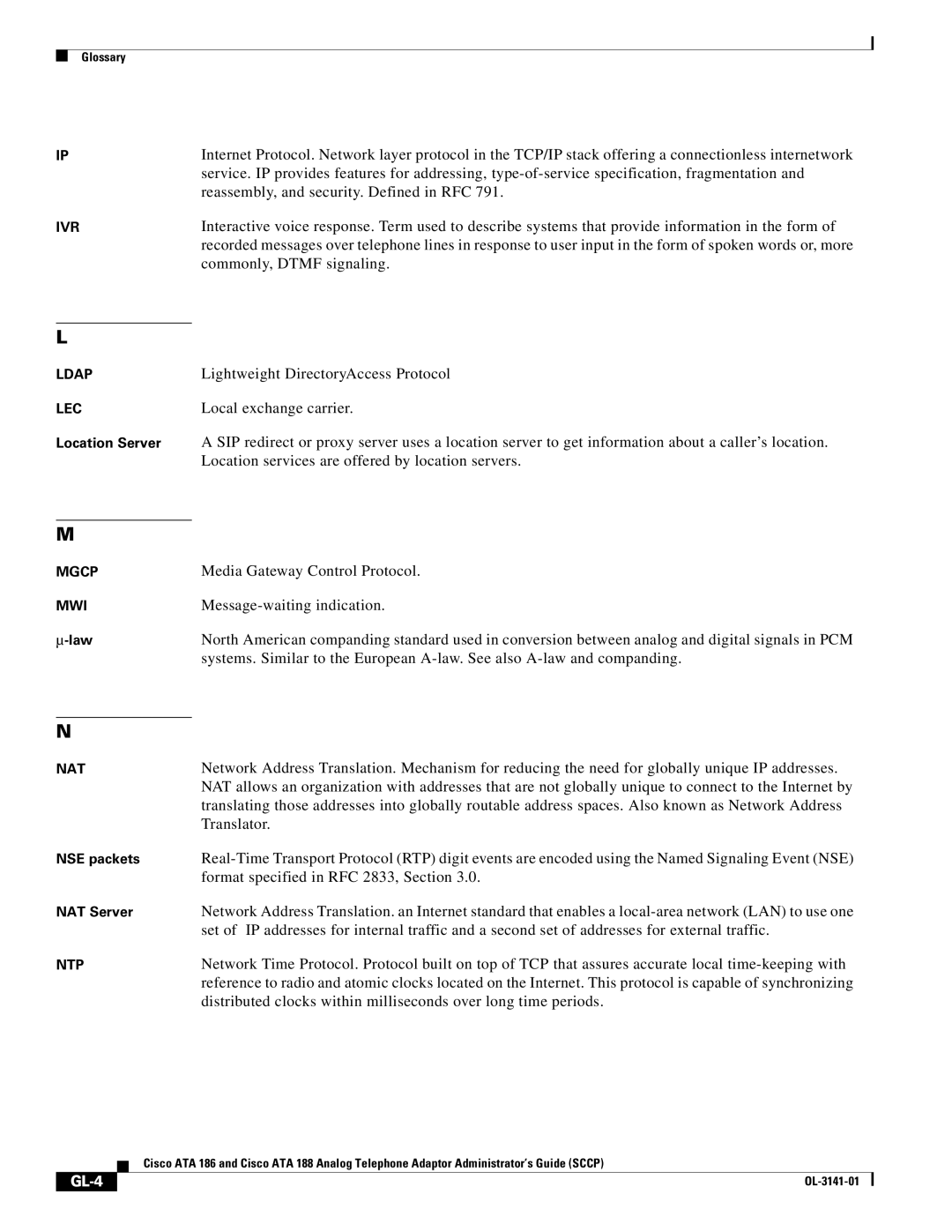 Cisco Systems ATA 186, ATA 188 manual GL-4 