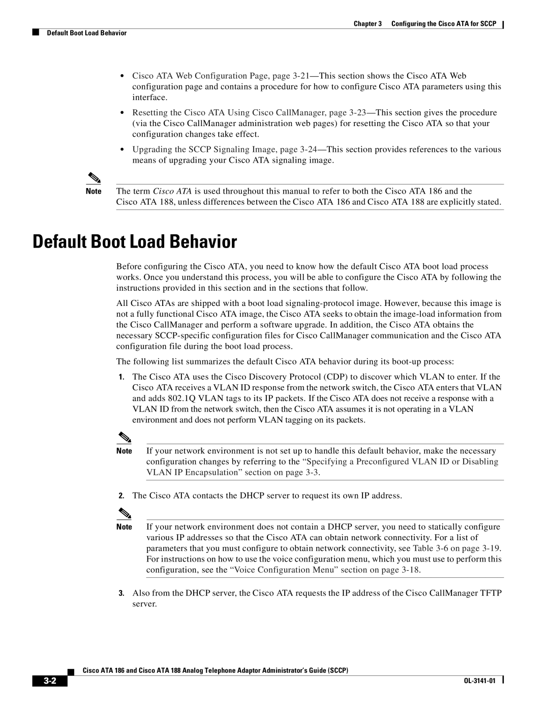 Cisco Systems ATA 186, ATA 188 manual Default Boot Load Behavior 