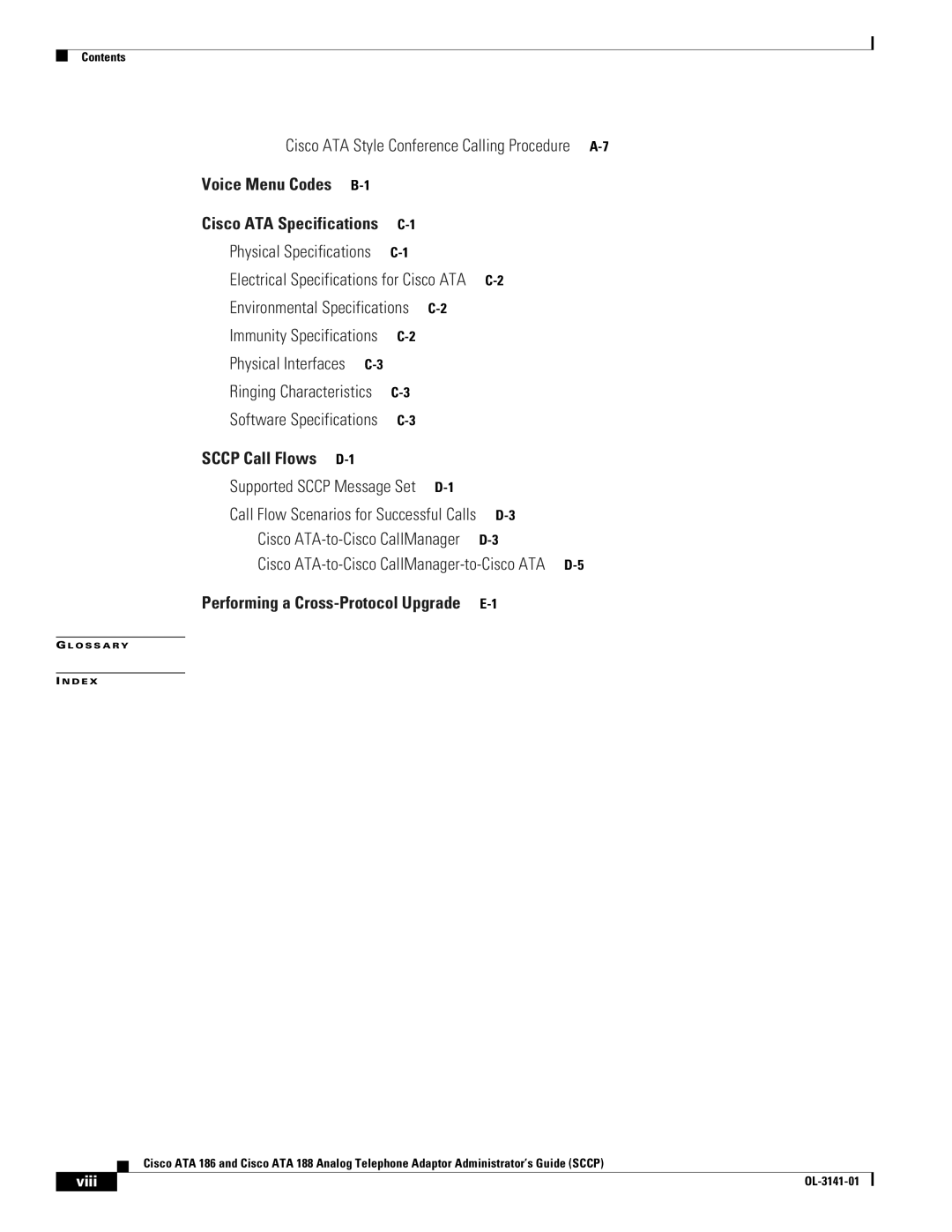 Cisco Systems ATA 186, ATA 188 manual Cisco ATA Style Conference Calling Procedure A-7, Viii 