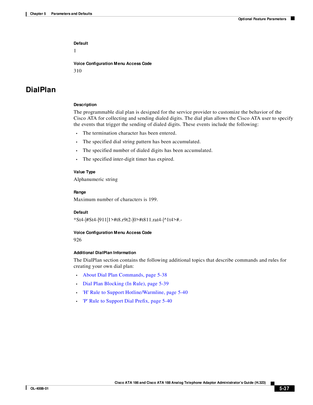 Cisco Systems ATA 186 manual Additional DialPlan Information 