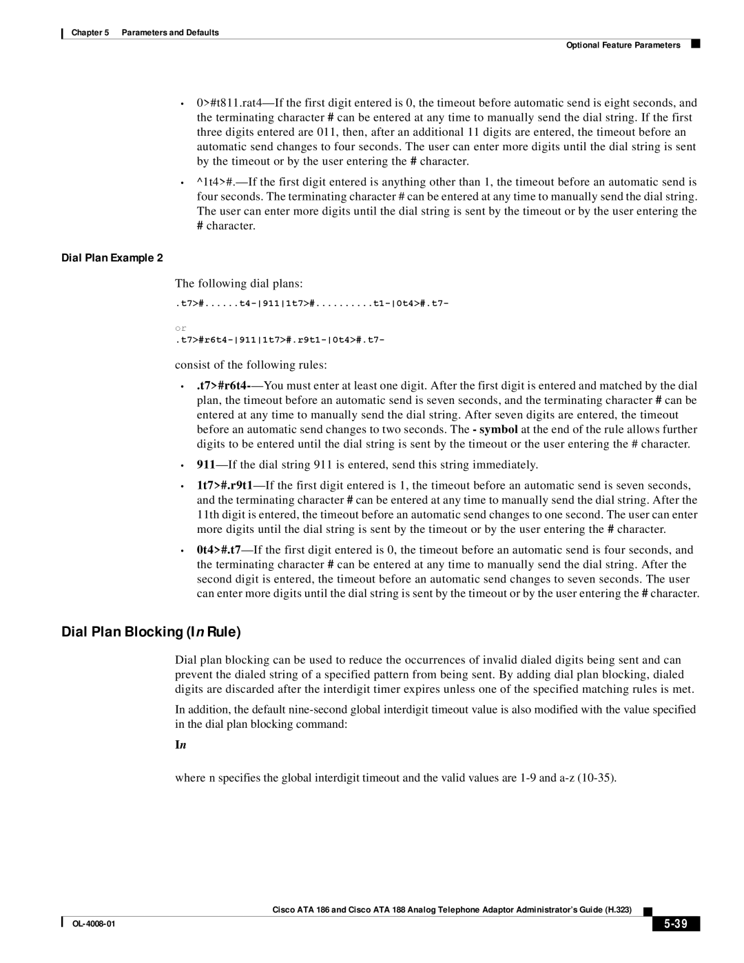 Cisco Systems ATA 186 manual Dial Plan Blocking In Rule, Dial Plan Example, Following dial plans 