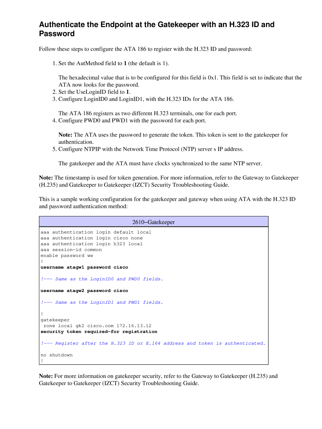 Cisco Systems ATA 186 manual Username atagw1 password cisco 