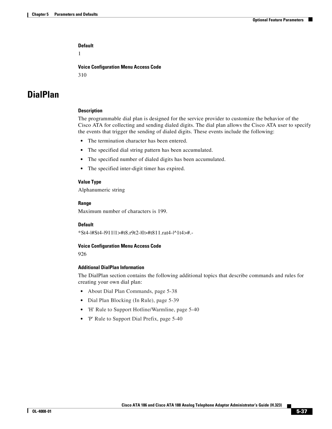 Cisco Systems ATA 188 manual Additional DialPlan Information 