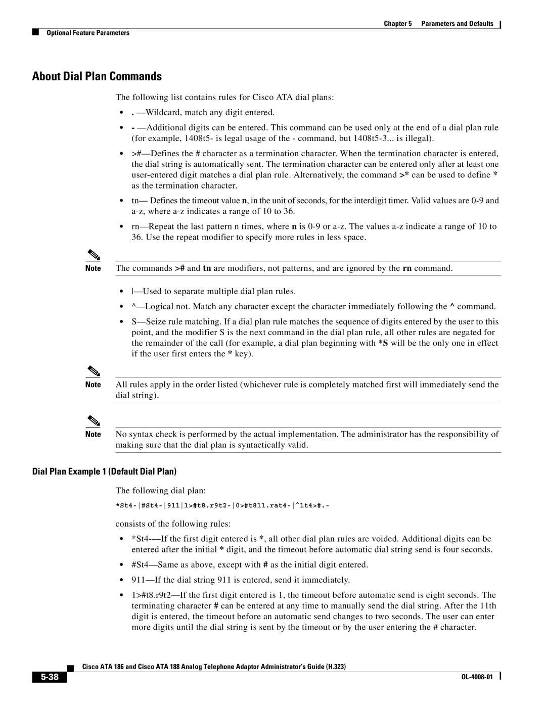 Cisco Systems ATA 188 manual About Dial Plan Commands, Following dial plan 