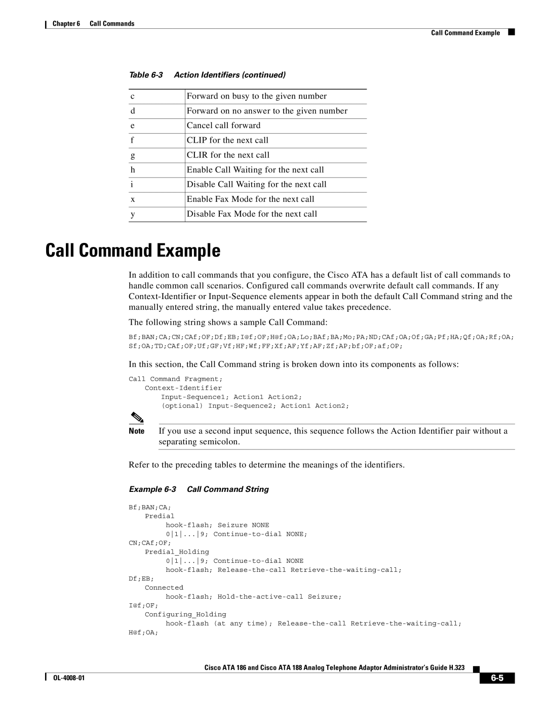 Cisco Systems ATA 188 manual Call Command Example 