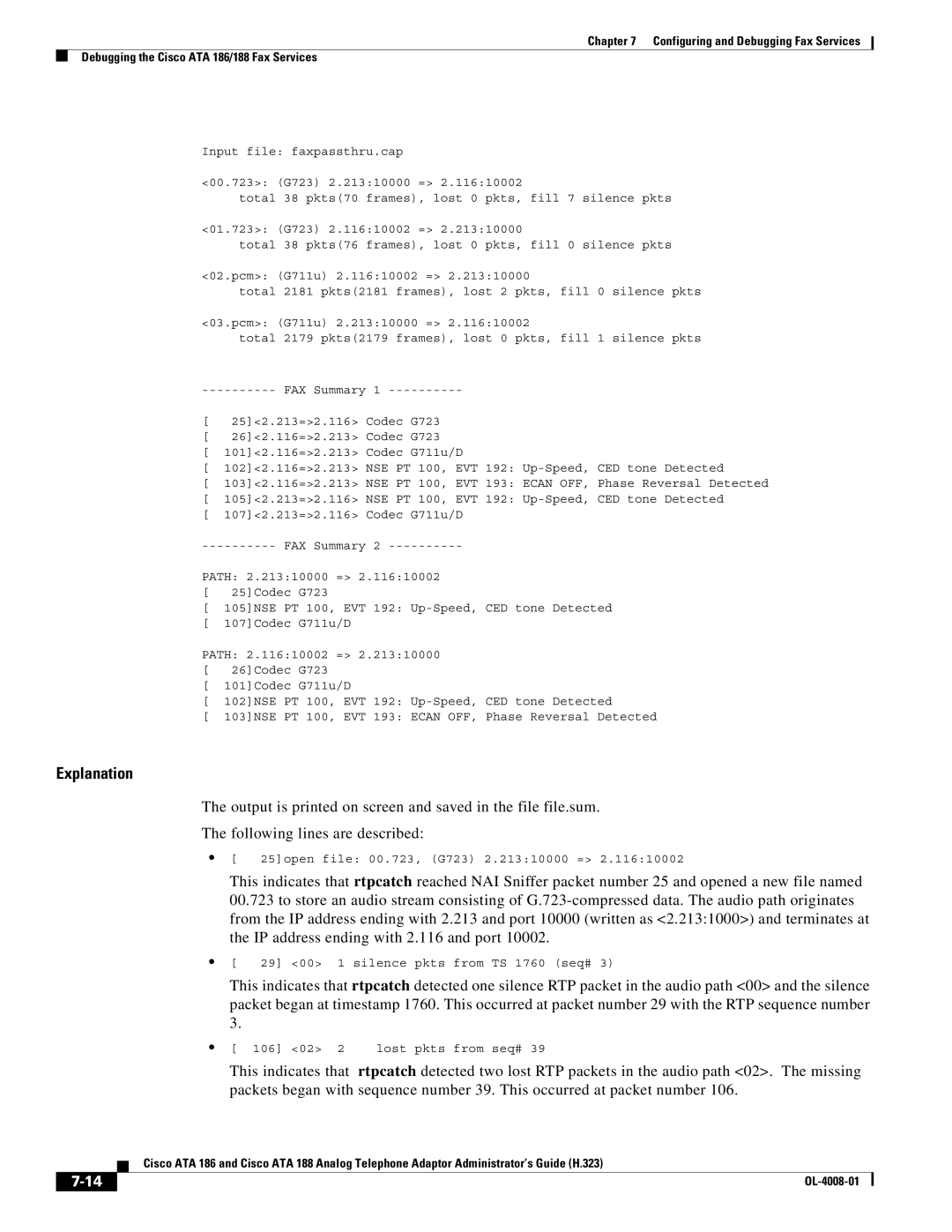 Cisco Systems ATA 188 manual Explanation 