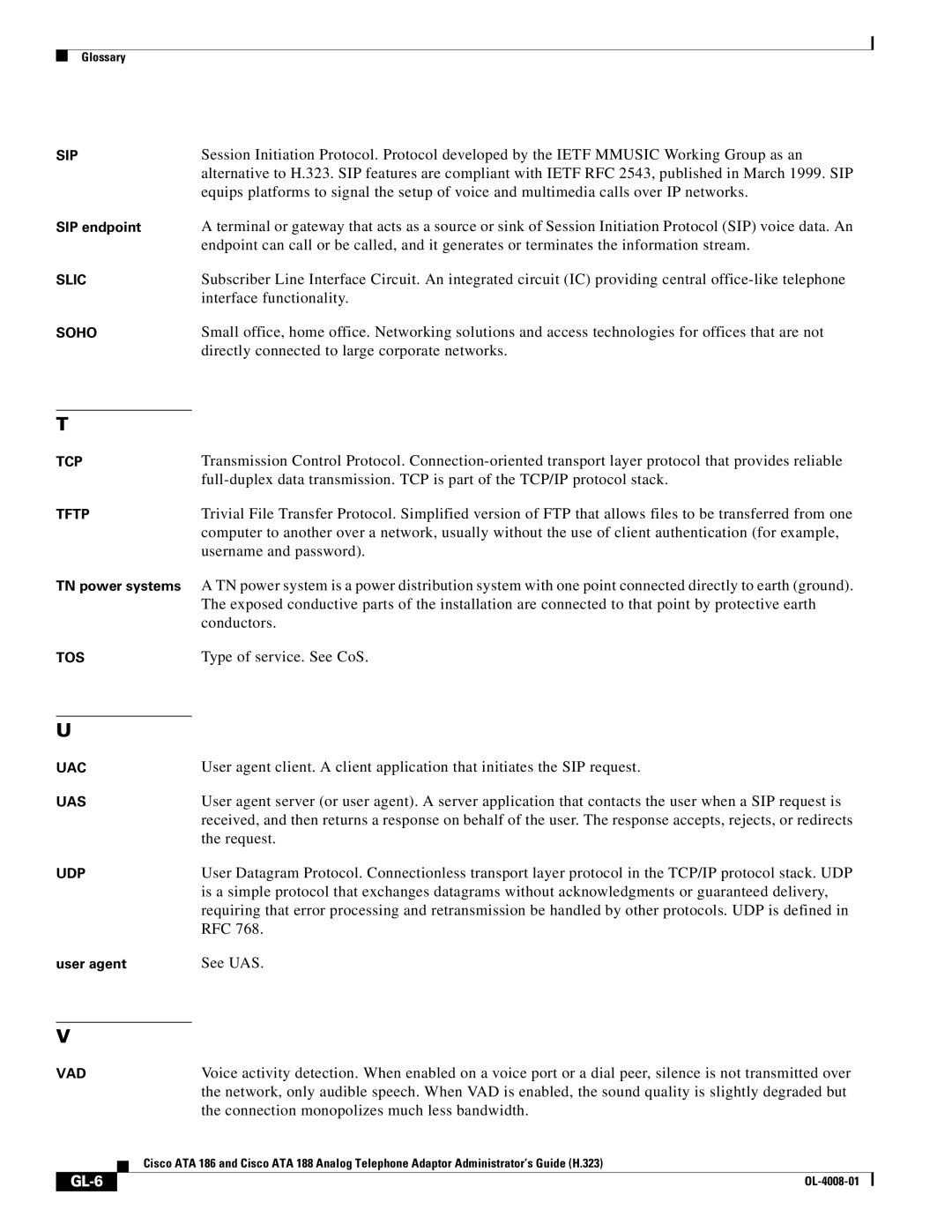 Cisco Systems ATA 188 manual GL-6 