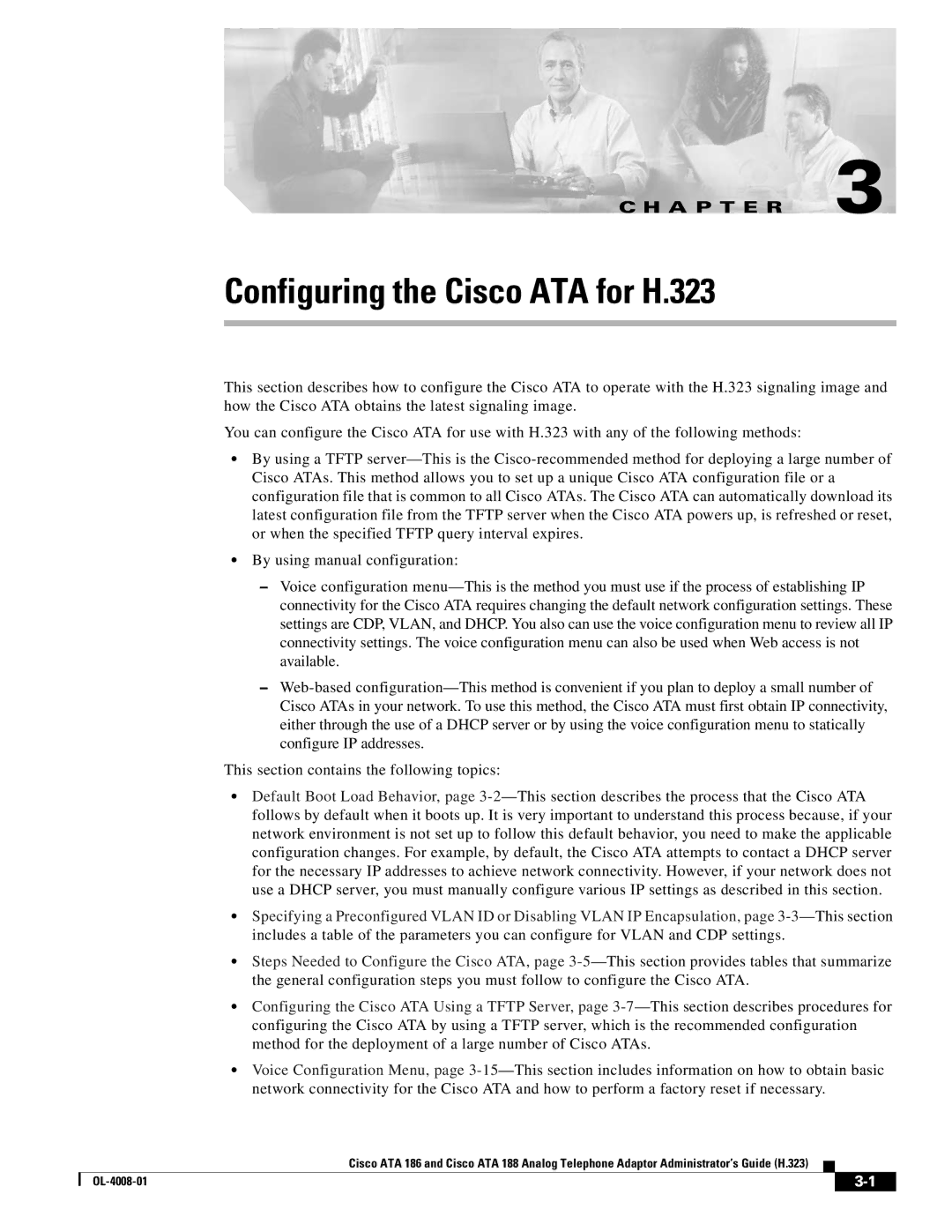 Cisco Systems ATA 188 manual Configuring the Cisco ATA for H.323 