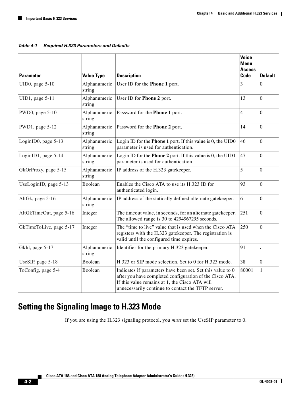 Cisco Systems ATA 188 manual Setting the Signaling Image to H.323 Mode 