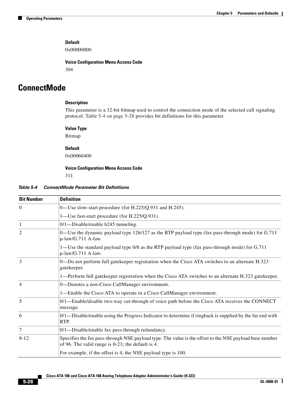 Cisco Systems ATA 188 manual ConnectMode 