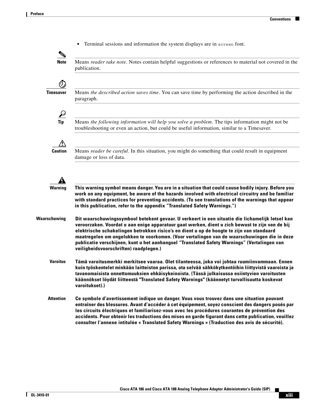 Cisco Systems ATA186I2ARF manual Xiii 