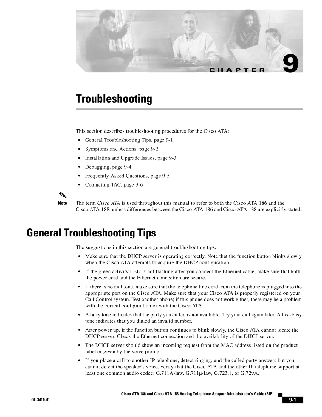 Cisco Systems ATA186I2ARF manual General Troubleshooting Tips 