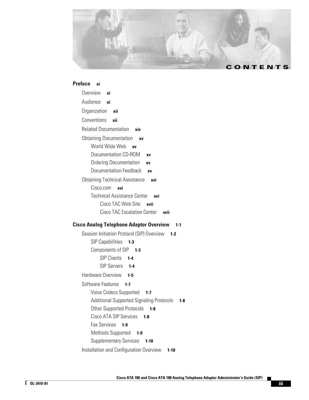 Cisco Systems ATA186I2ARF manual N T E N T S, Iii 