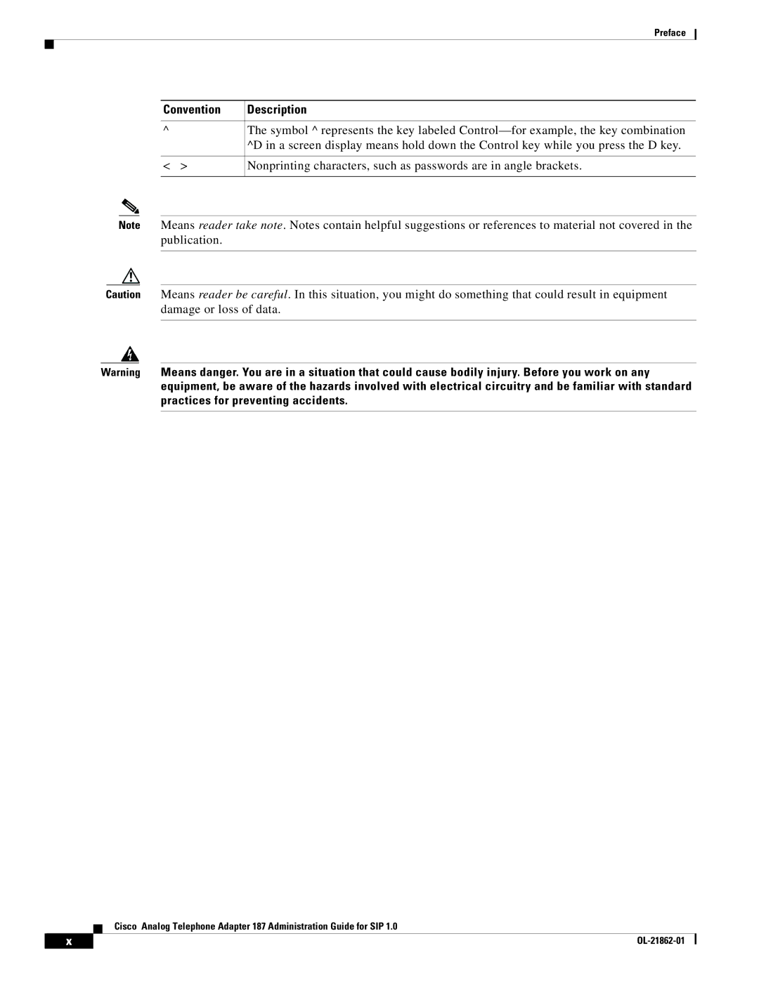 Cisco Systems ATA187I1ARF manual Convention Description 