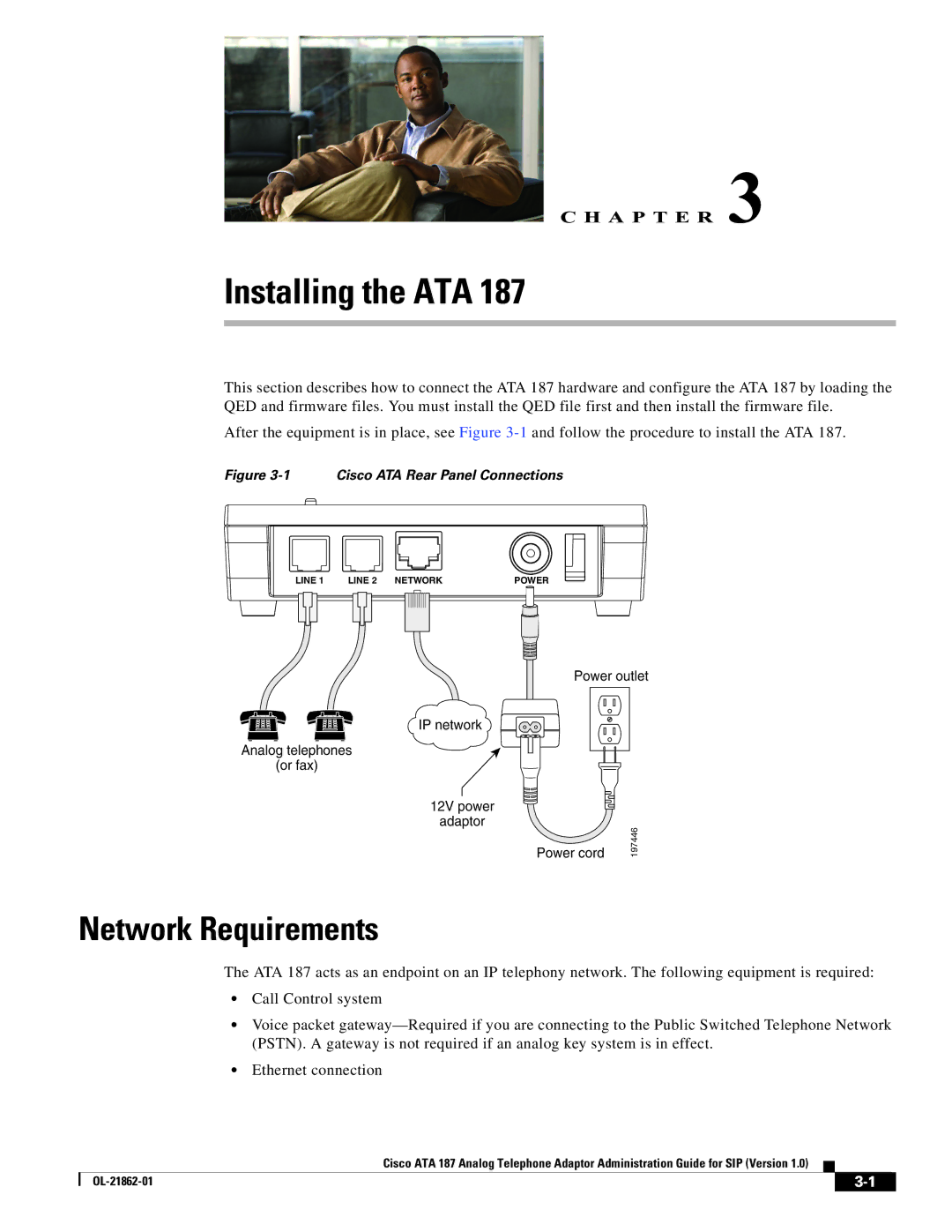 Cisco Systems ATA187I1ARF manual Installing the ATA, Network Requirements 