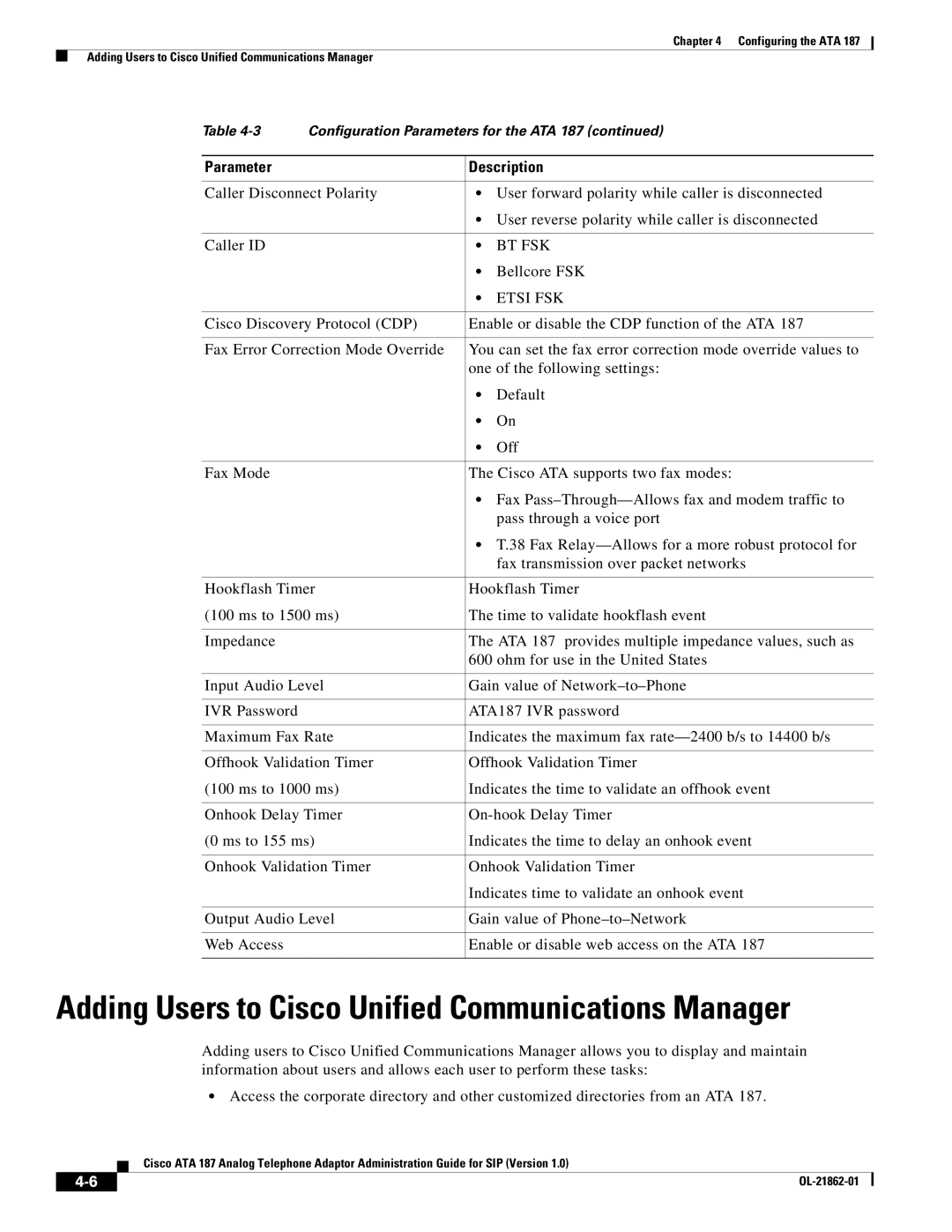 Cisco Systems ATA187I1ARF manual Adding Users to Cisco Unified Communications Manager 