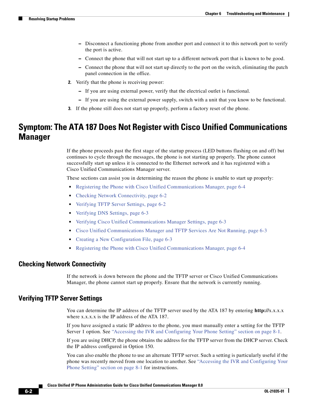 Cisco Systems ATA187I1ARF manual Checking Network Connectivity 