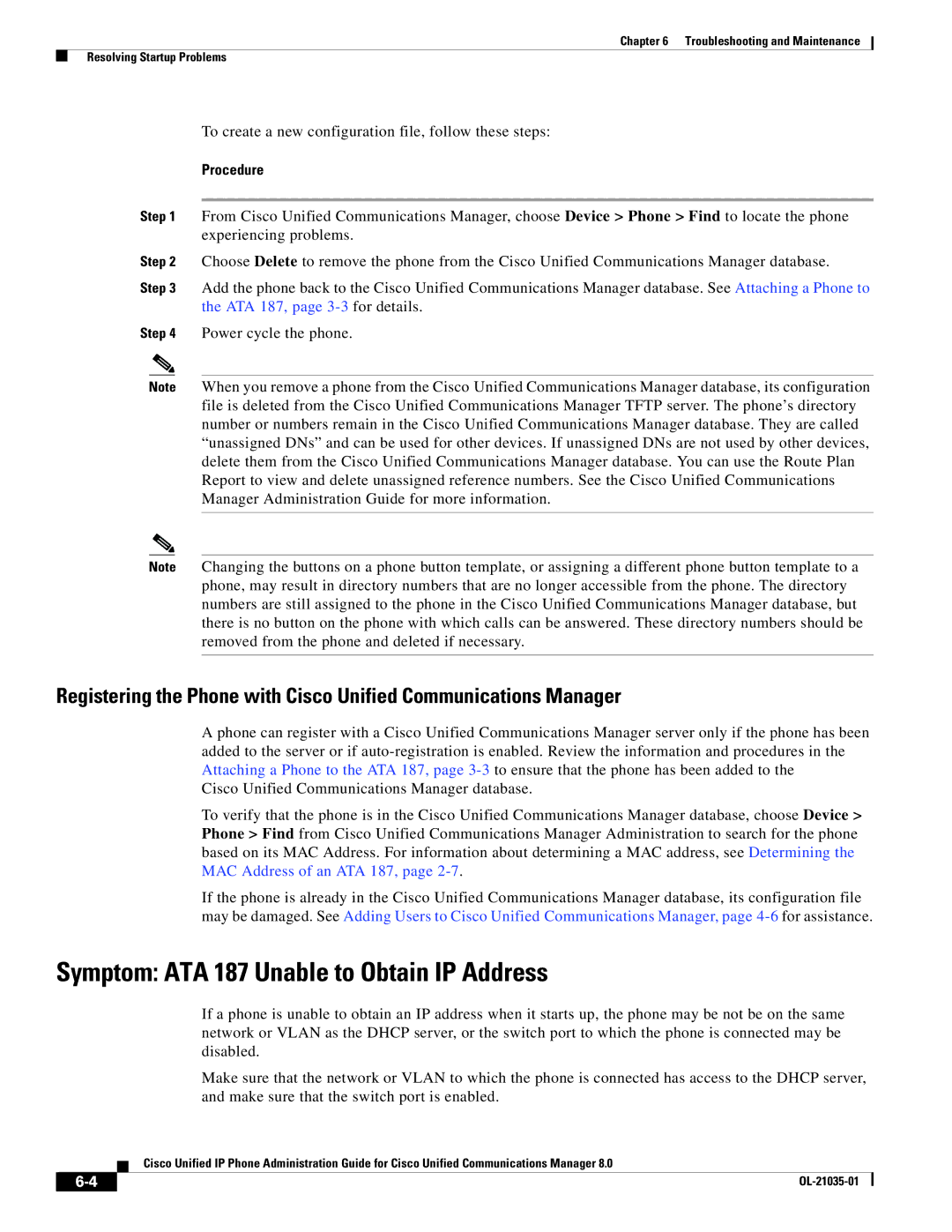 Cisco Systems ATA187I1ARF manual Symptom ATA 187 Unable to Obtain IP Address 