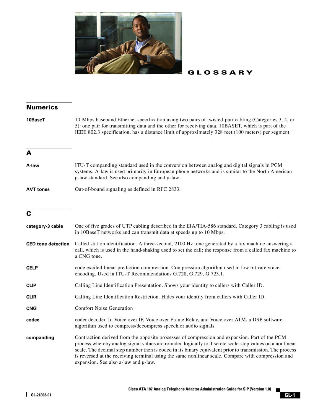 Cisco Systems ATA187I1ARF manual Numerics, GL-1 