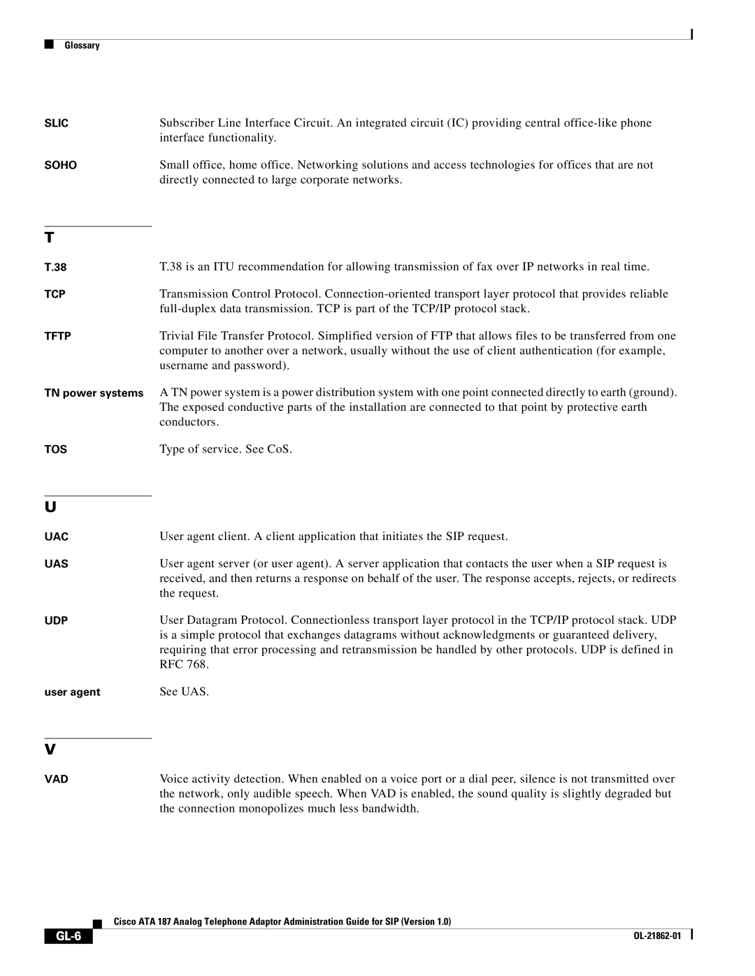 Cisco Systems ATA187I1ARF manual GL-6 