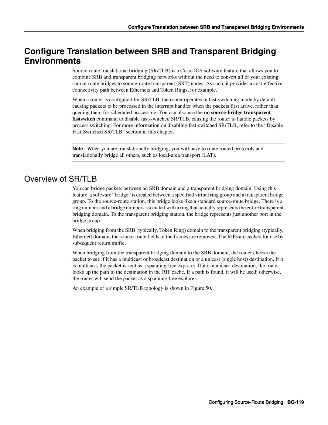 Cisco Systems BC-109 manual Overview of SR/TLB 