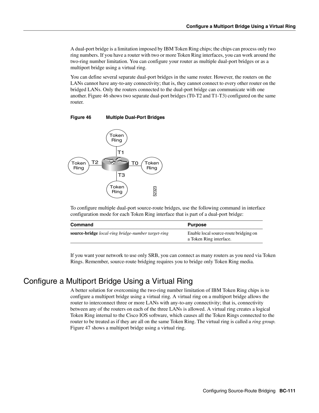 Cisco Systems BC-109 manual Configure a Multiport Bridge Using a Virtual Ring, Multiple Dual-Port Bridges 