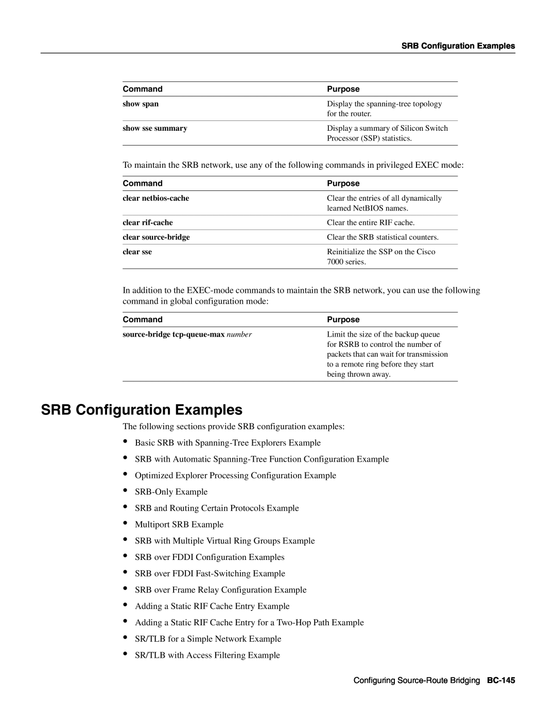 Cisco Systems BC-109 manual SRB Configuration Examples 