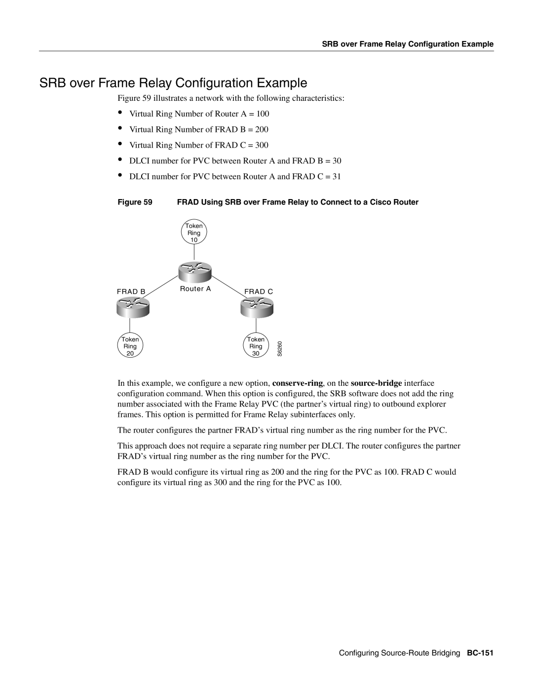 Cisco Systems BC-109 manual SRB over Frame Relay Configuration Example 