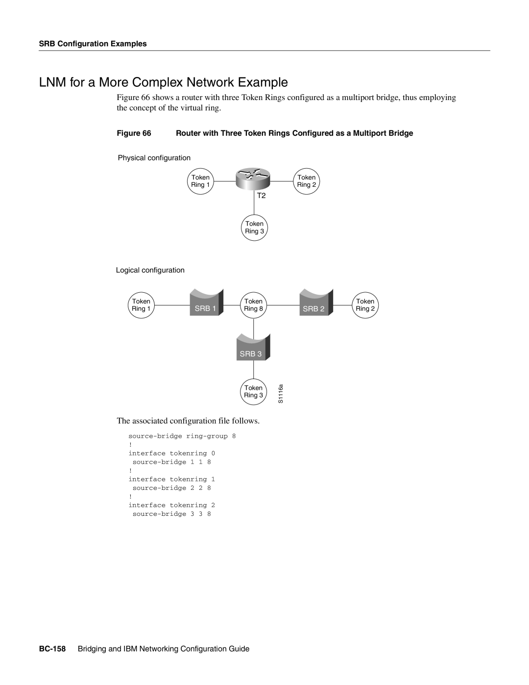 Cisco Systems BC-109 LNM for a More Complex Network Example, SRB Configuration Examples, Physical configuration, Token 