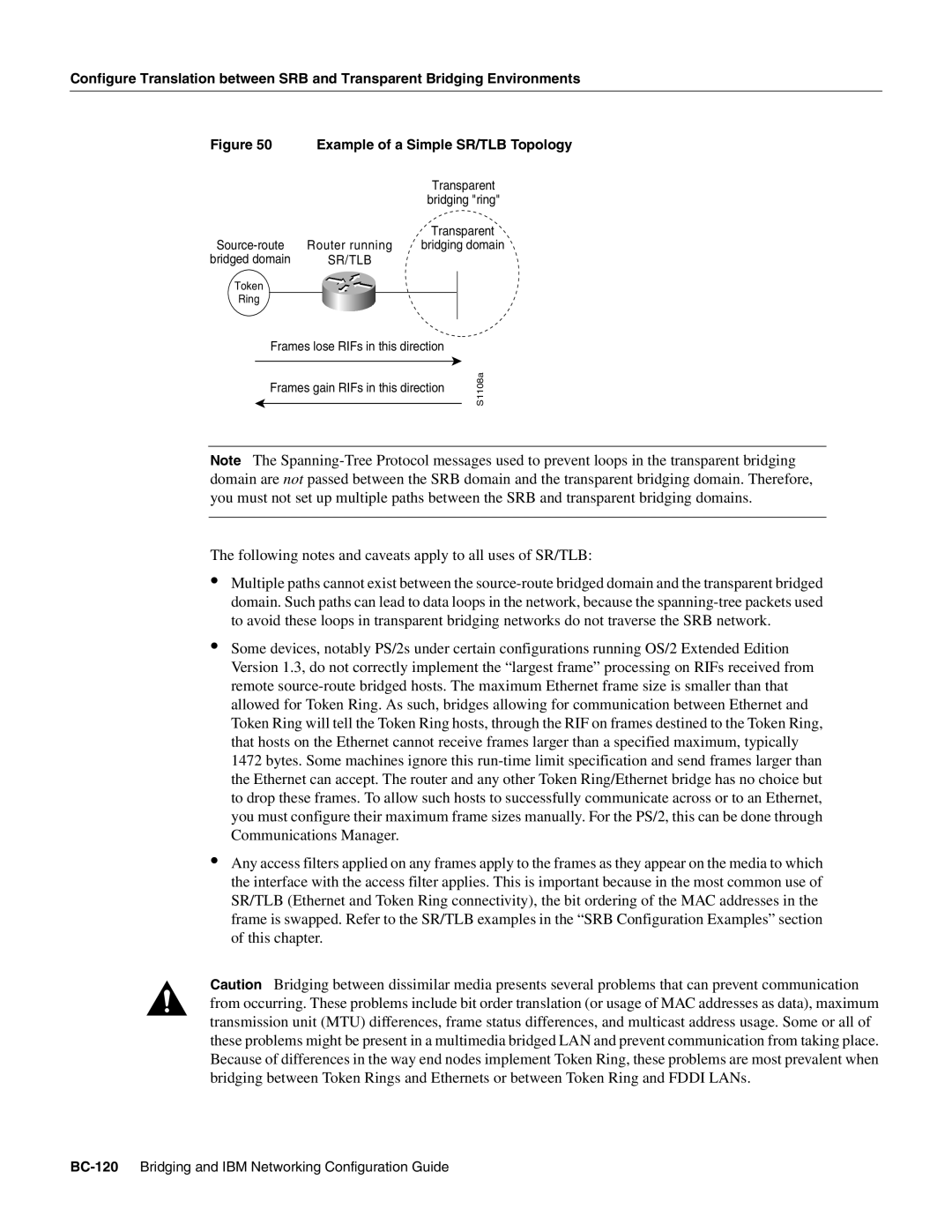 Cisco Systems BC-109 manual Following notes and caveats apply to all uses of SR/TLB 