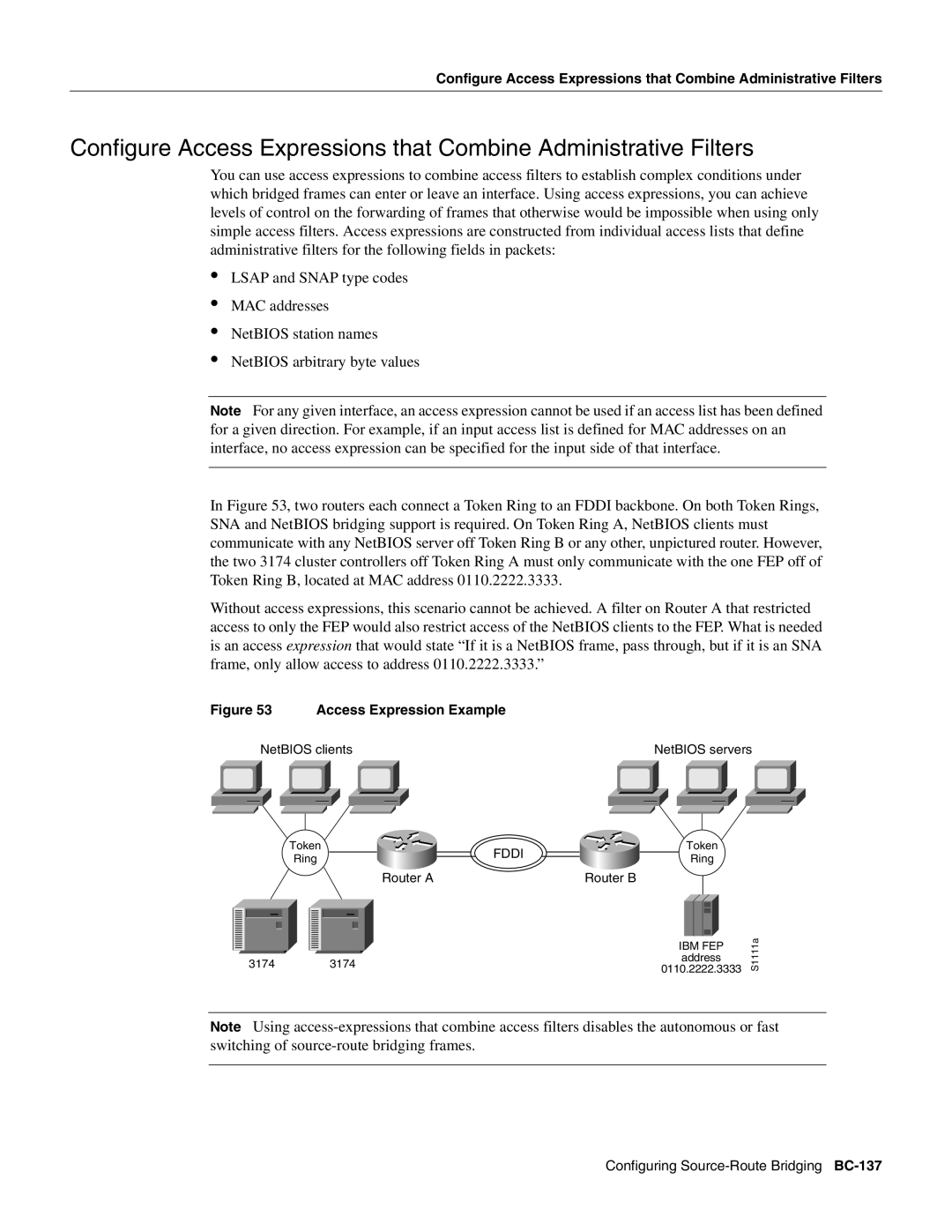 Cisco Systems BC-109 manual Access Expression Example 