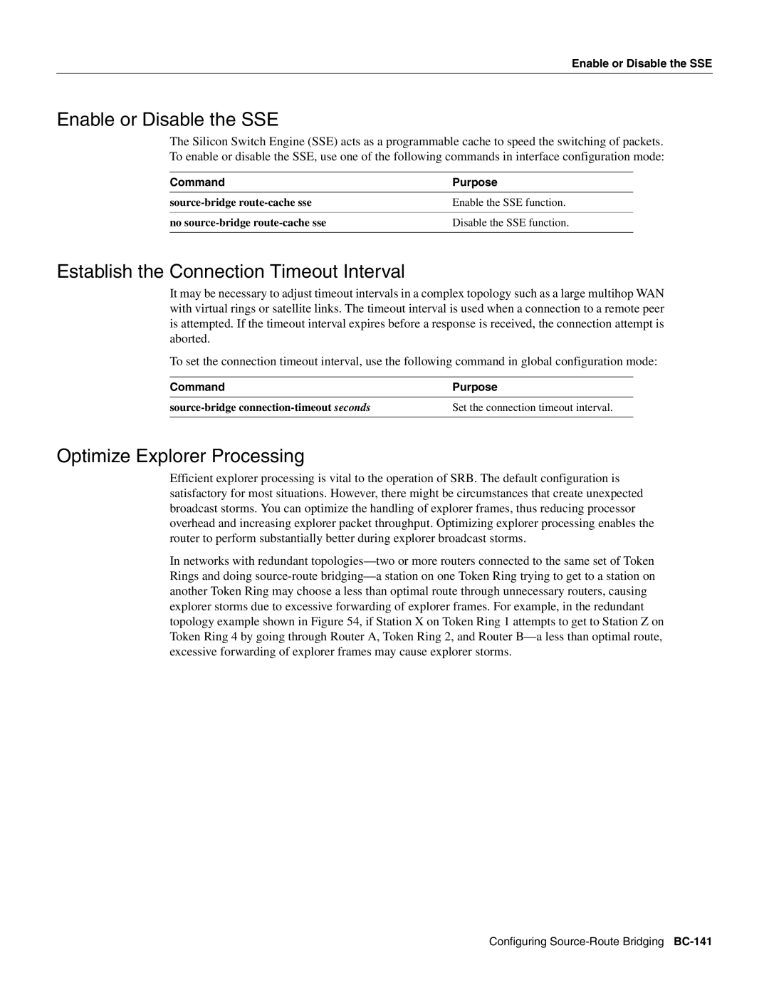 Cisco Systems BC-109 Enable or Disable the SSE, Establish the Connection Timeout Interval, Optimize Explorer Processing 