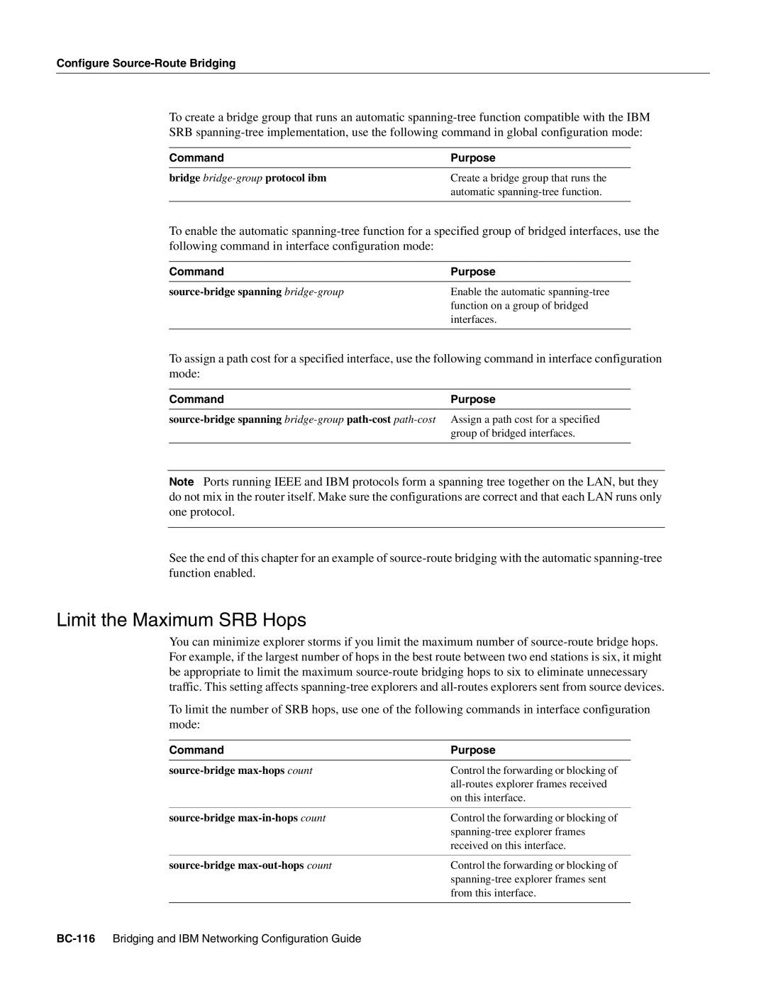 Cisco Systems BC-109 manual Limit the Maximum SRB Hops 