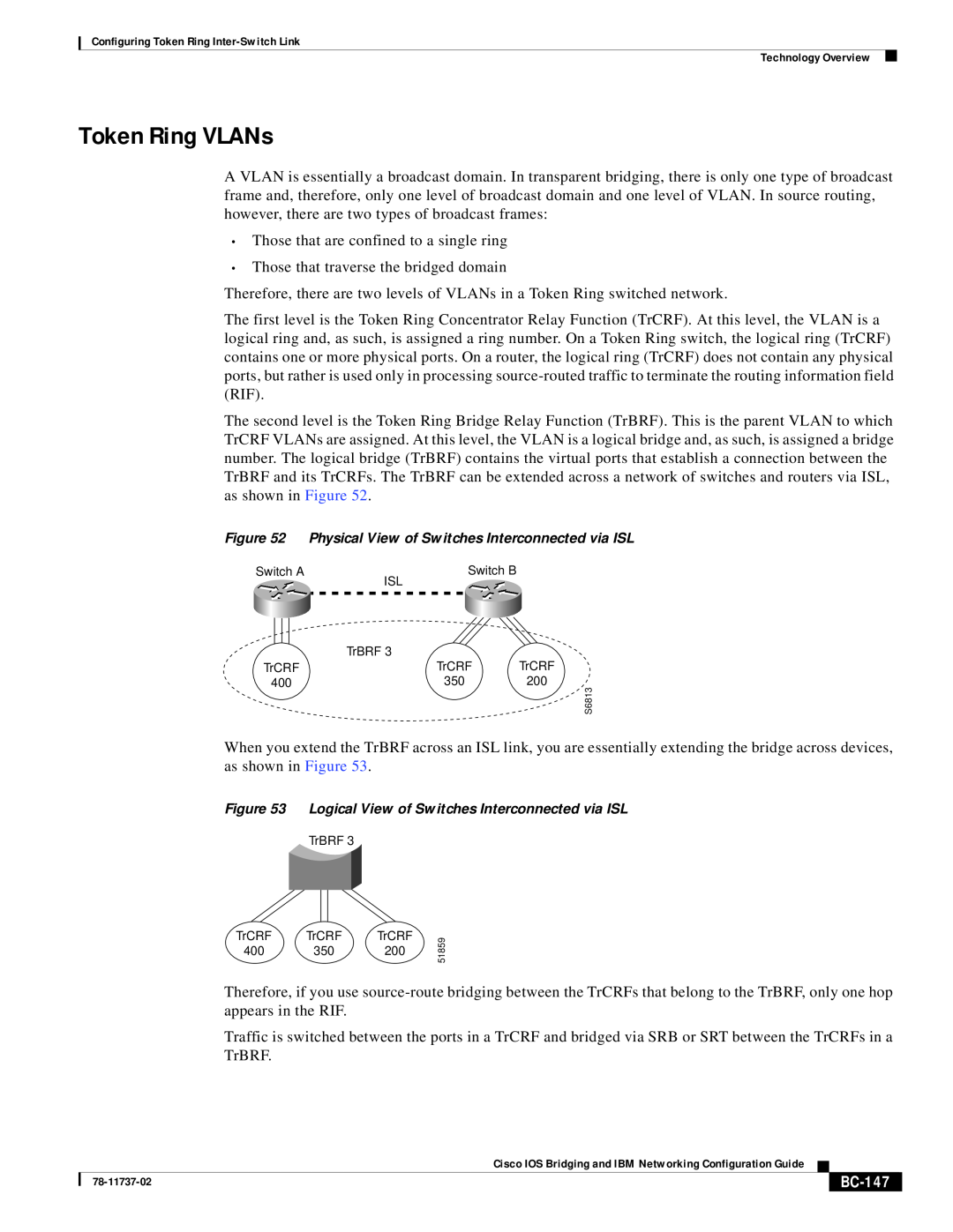 Cisco Systems BC-145 manual Token Ring VLANs, BC-147 