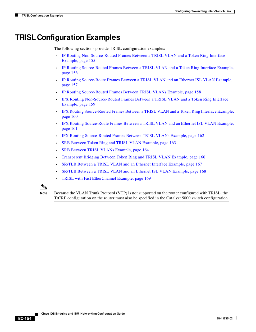 Cisco Systems BC-145 manual Trisl Configuration Examples, BC-154 