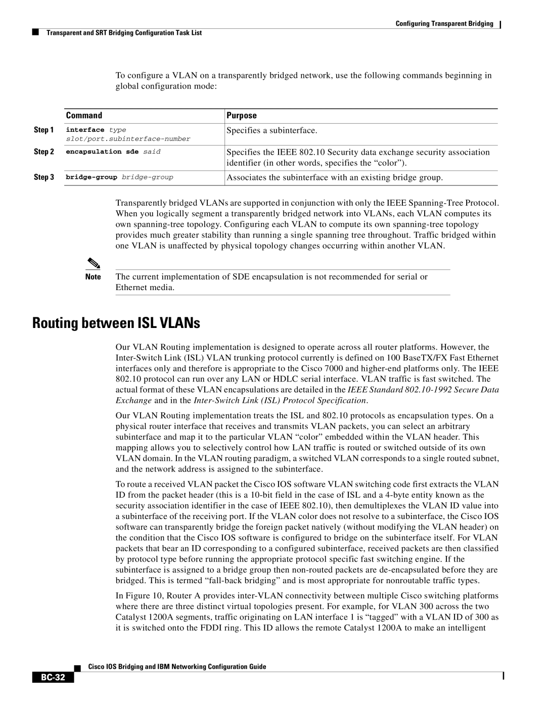 Cisco Systems BC-23 manual Routing between ISL VLANs, BC-32 