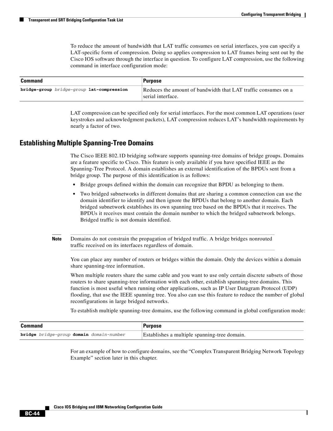 Cisco Systems BC-23 manual Establishing Multiple Spanning-Tree Domains, Establishes a multiple spanning-tree domain, BC-44 