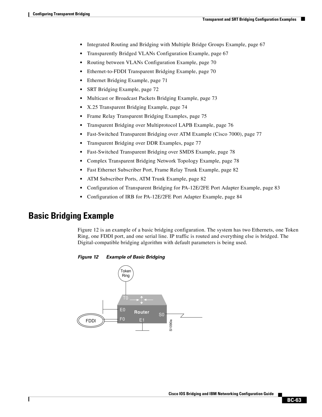 Cisco Systems BC-23 manual Basic Bridging Example, BC-63 