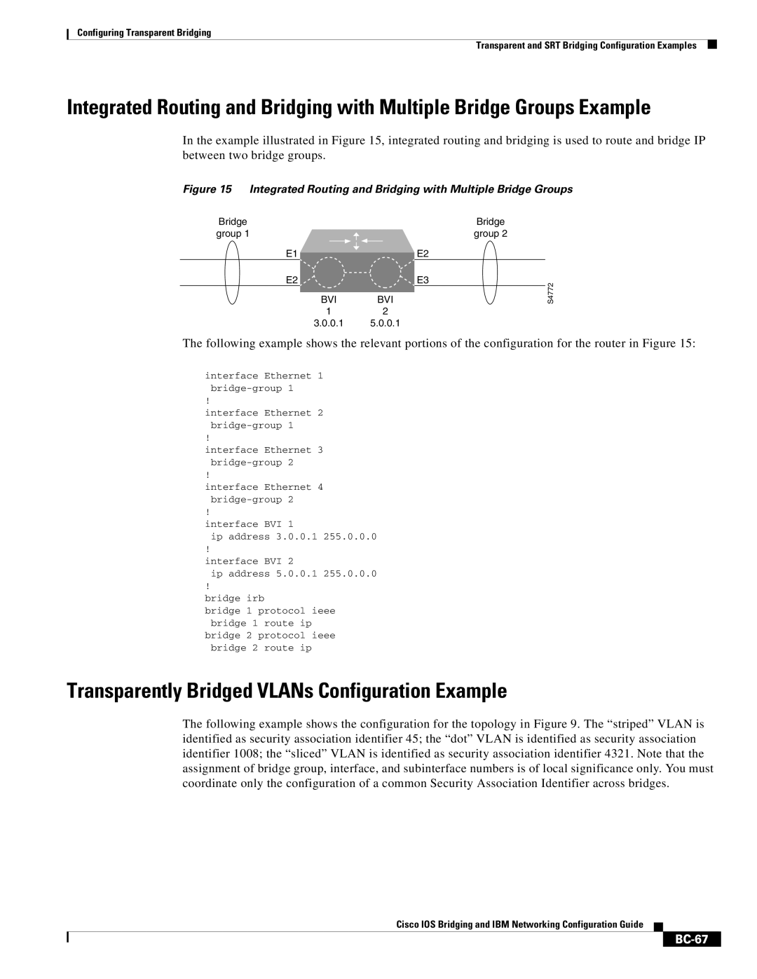 Cisco Systems BC-23 manual Transparently Bridged VLANs Configuration Example, BC-67 