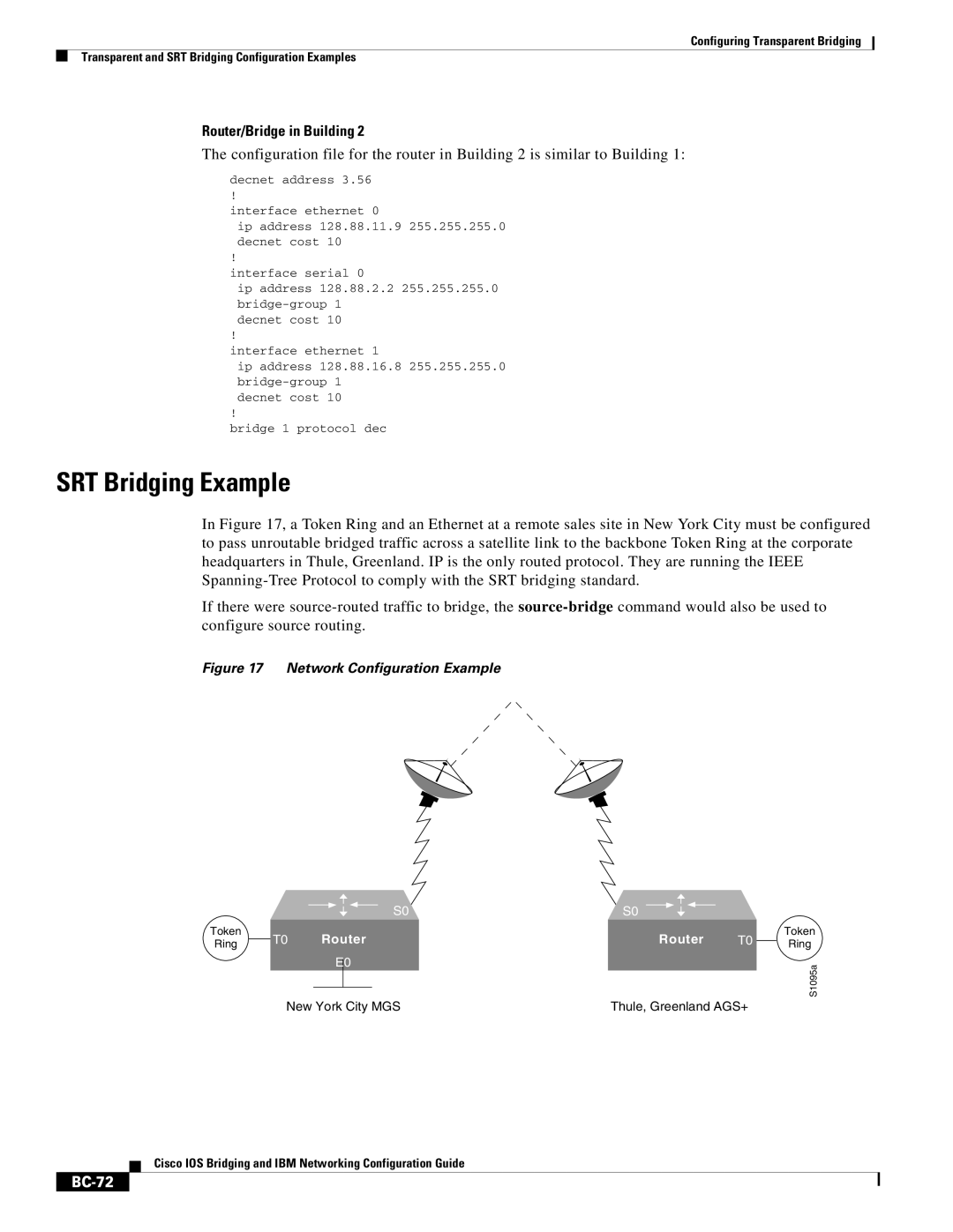 Cisco Systems BC-23 manual SRT Bridging Example, BC-72 