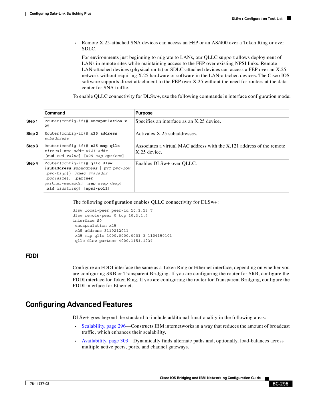 Cisco Systems BC-281 manual Configuring Advanced Features, BC-295 