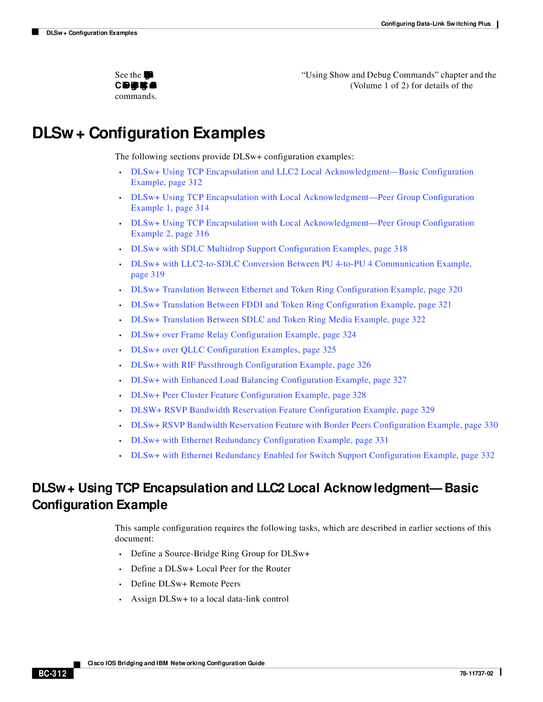 Cisco Systems BC-281 manual Following sections provide DLSw+ configuration examples, BC-312 