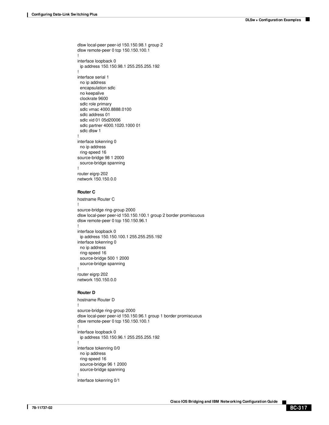 Cisco Systems BC-281 manual Router D, BC-317 