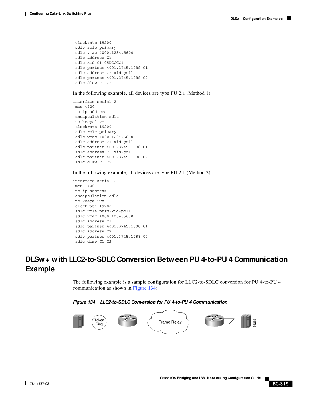 Cisco Systems BC-281 manual Following example, all devices are type PU 2.1 Method, BC-319 