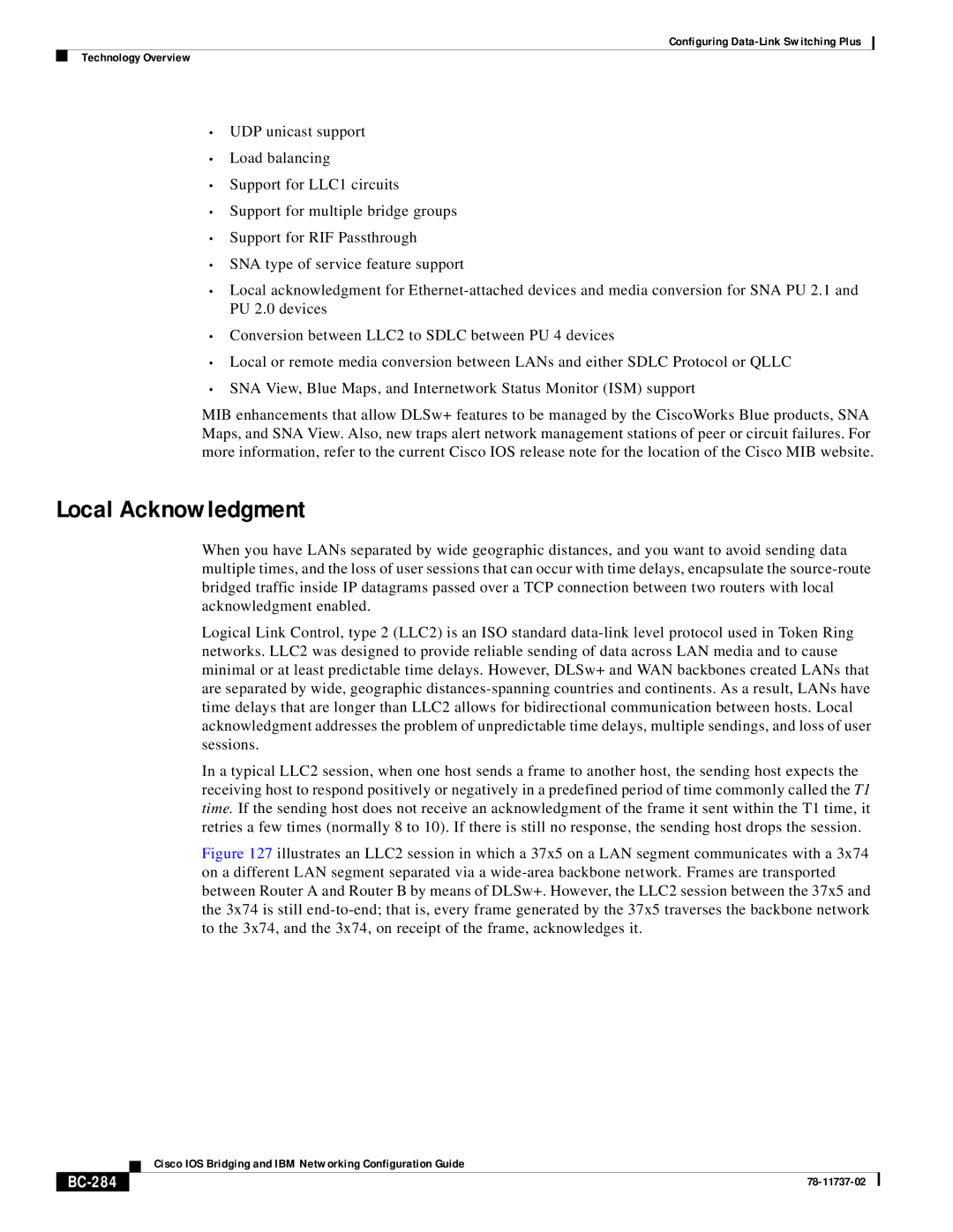 Cisco Systems BC-281 manual Local Acknowledgment, BC-284 