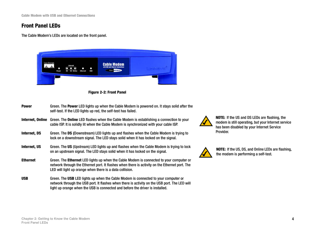 Cisco Systems BEFCMU10 manual Front Panel LEDs, Internet, Online 