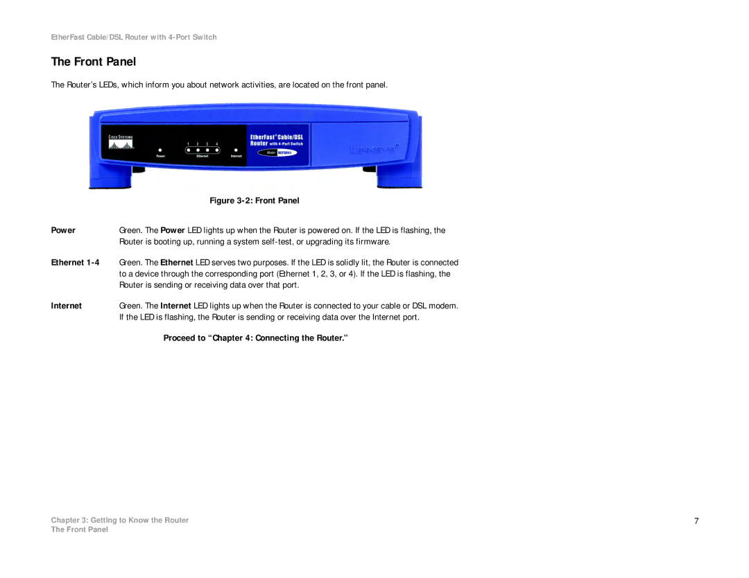 Cisco Systems BEFSR41 manual Front Panel 