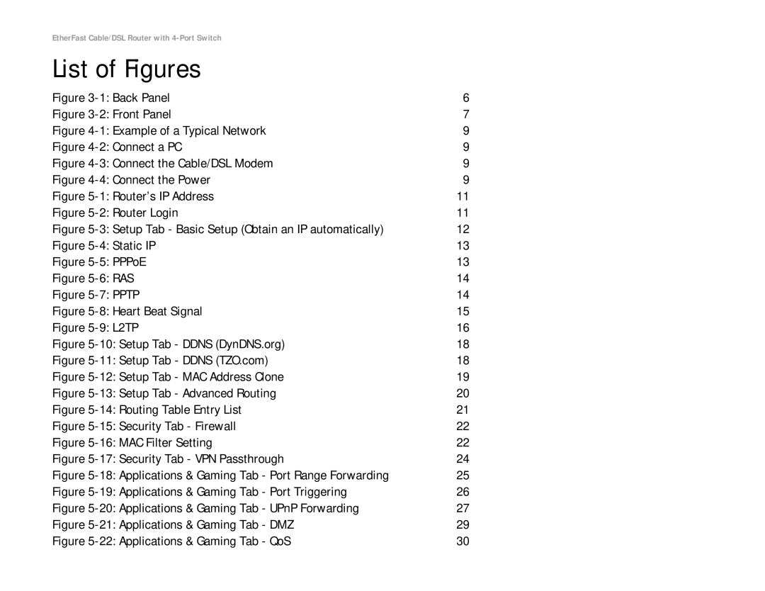 Cisco Systems BEFSR41 manual List of Figures, Back Panel 